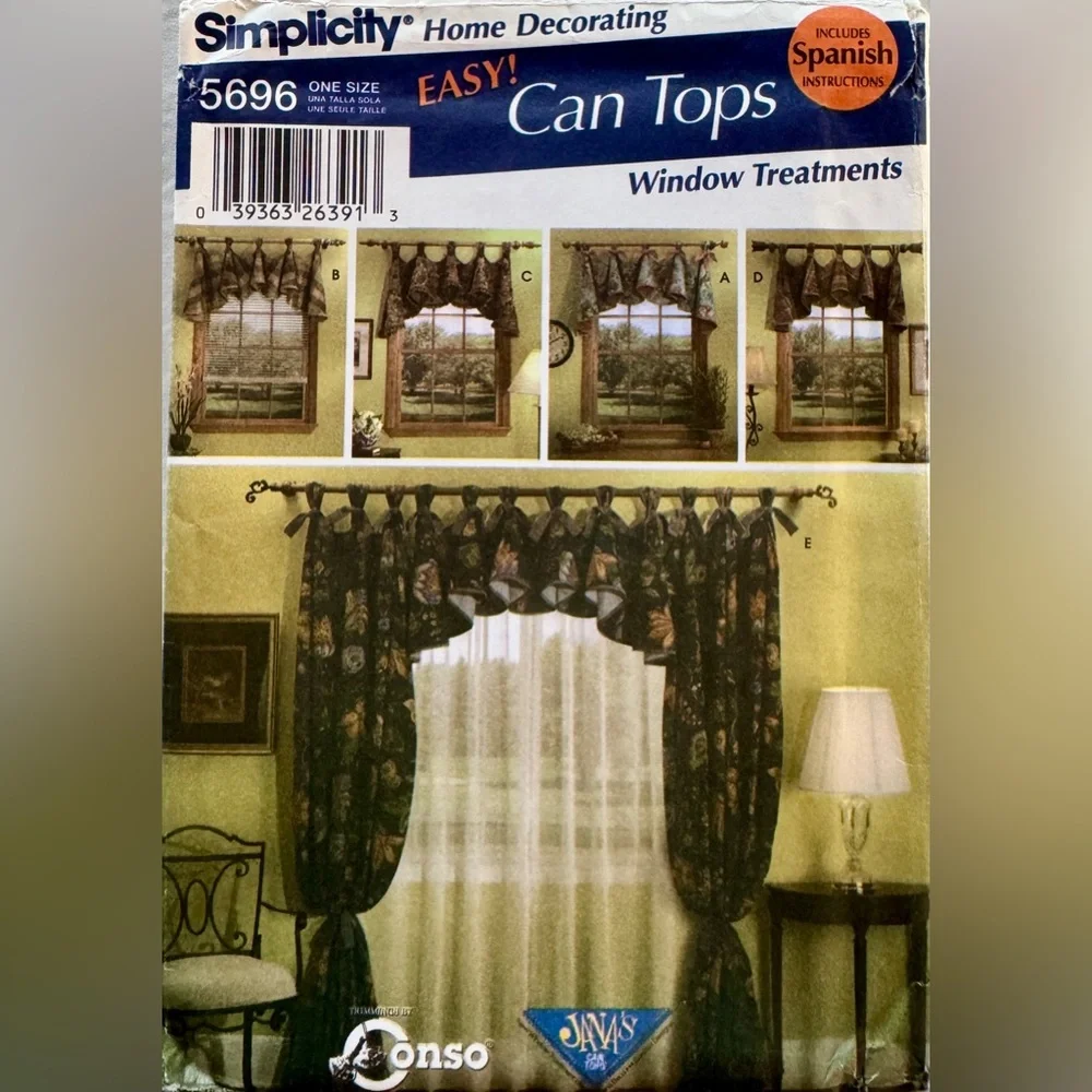 Simplicity 5696 Can Tops Window Treatments Uncut Sewing Pattern